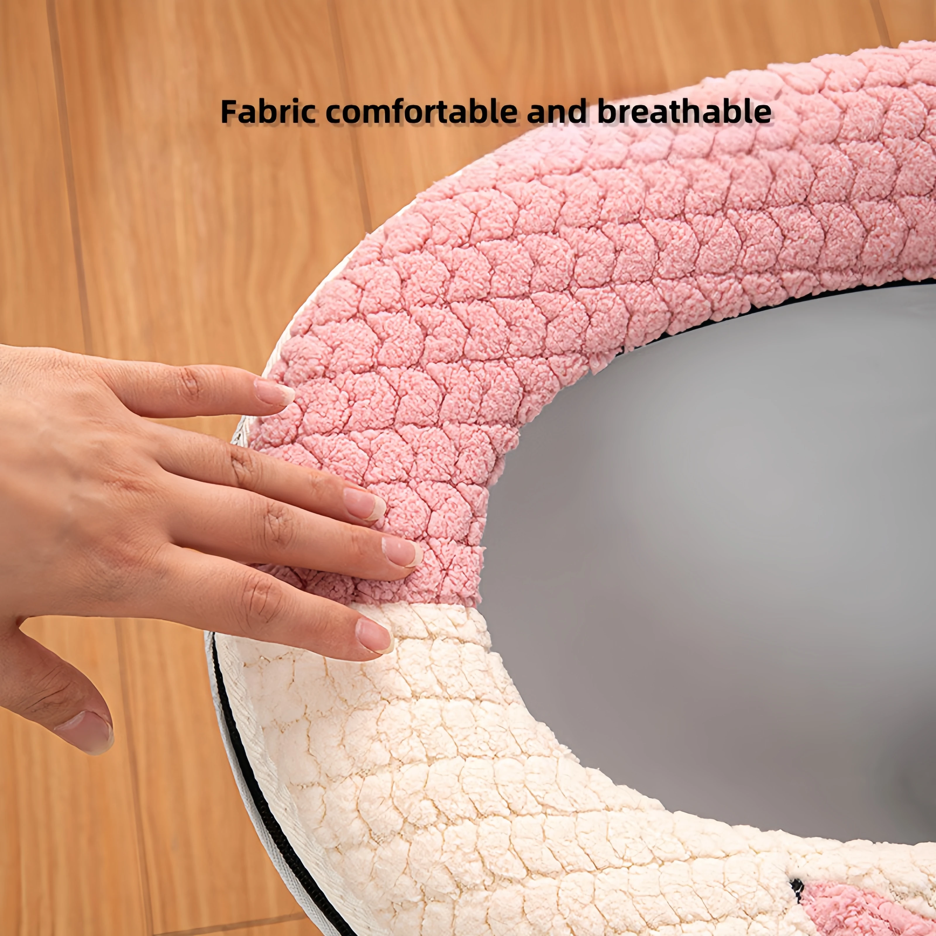 Household Zippered Toilet Seat Cushion All Seasons Universal Plush Handle Toilet lid Cover Bathroom Toilet Accessories