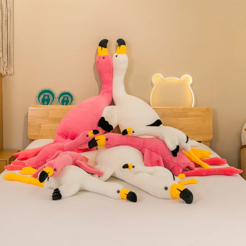 80–130 cm rosa Flamingos Plüschtiere, große Vogelpuppe, weiches Stofftier, Schlafkissen, Kissen, Geburtstagsgeschenke