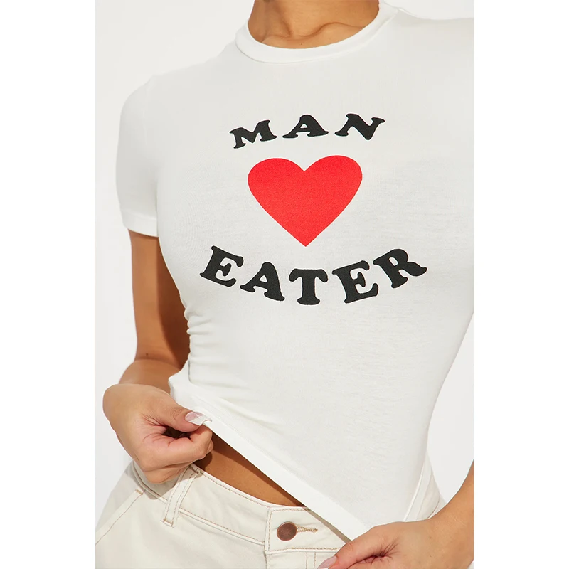 Love Heart Letter Print Graphic Cute Cropped T-shirt 90s Vintage Women Short Sleeve Baby Tee Summer Fashion Sexy Slim Crop Tops