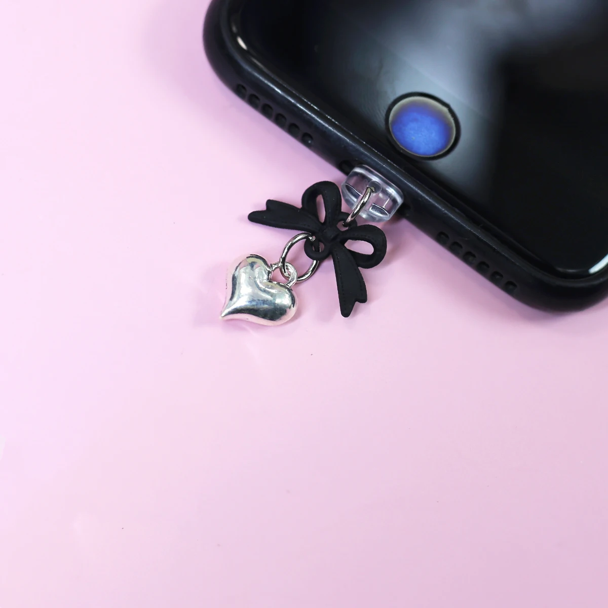 

1PC chubby heart-shaped phone dust plug, cute bow design, love peach heart accessory for iPhone/Redmi/Samsung/Type-C