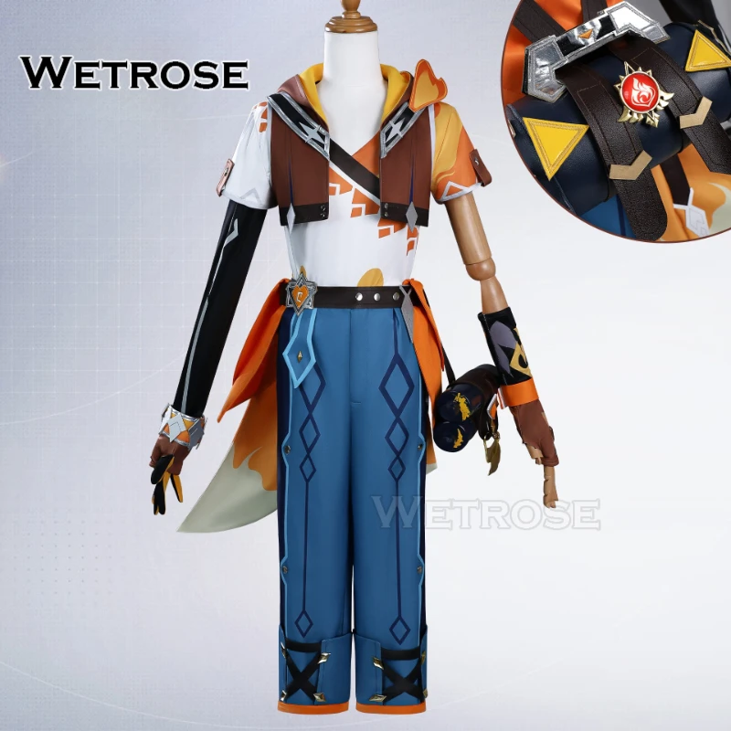 【Wetrose】متوفر في المخزون Genshin Impact Bennett Adventures in Blazing Hue أزياء تنكرية للعبة الزي رجل الهالوين