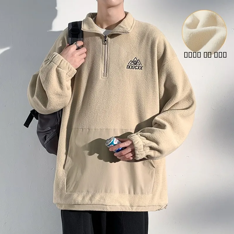 

Double-Sided Fce Jaet Men's Spring Autumn 2024 New Vintage American Casual Hooded Jaet Youth Warm Regular Fit Long Sve