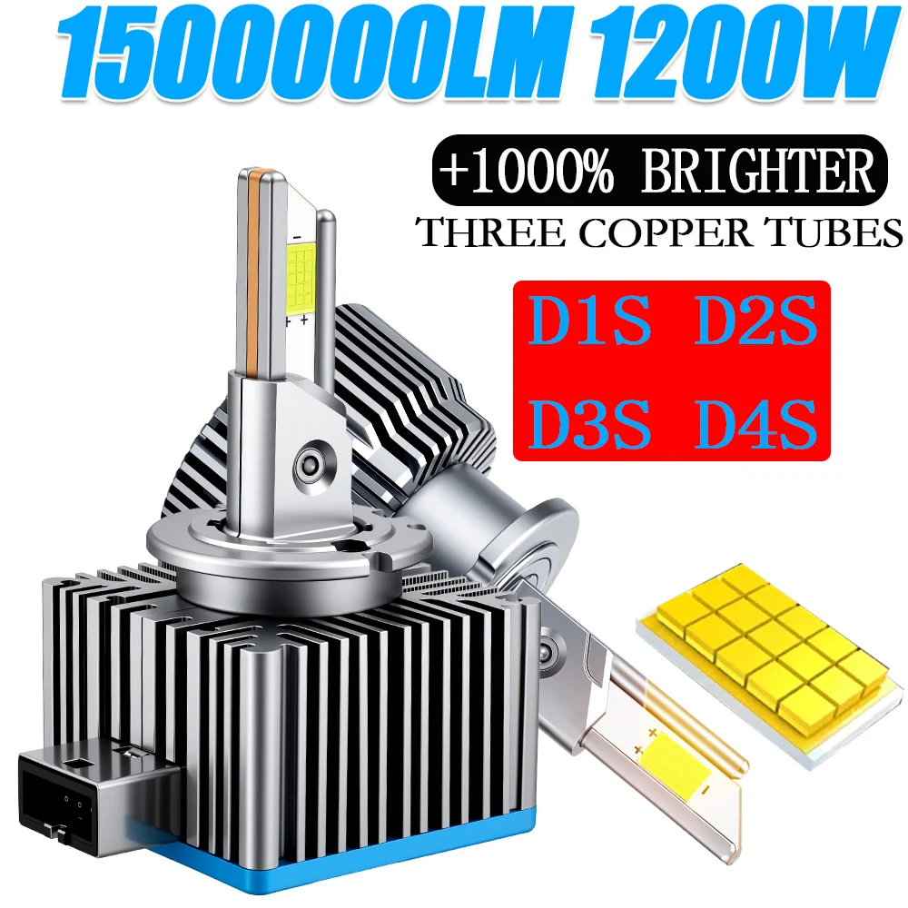 

D1S D3S LED Headlight Bulbs D2S D4S CANBUS 1500000LM High Power Car Lights Turbo Three Copper Pipe Auto Lamp Xenon HID 12V 24V