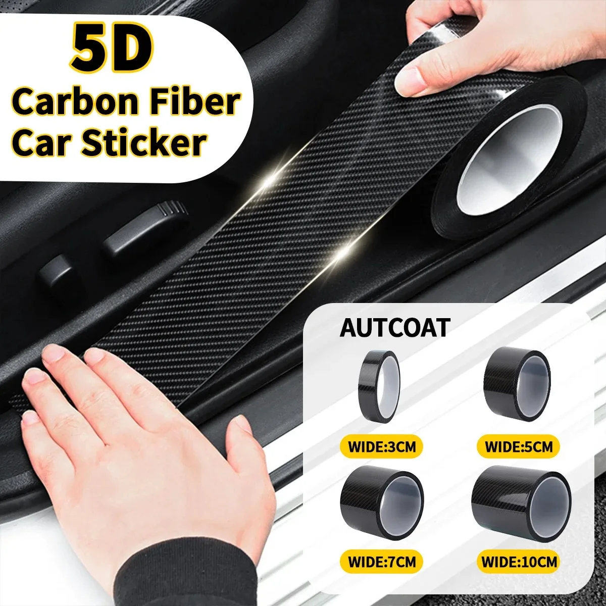 

3D Carbon Nano Fiber Tape Car Bumper Door Guard Protection Film Door Sill Protector Sticker Black Waterproof Anti Scratch Films