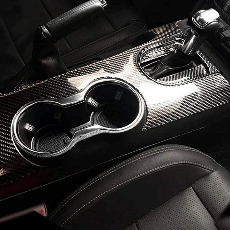 1 Piece Gear Shift Panel Interior Center Gear Shift Panel Carbon Fiber For Ford Mustang 2015-2021