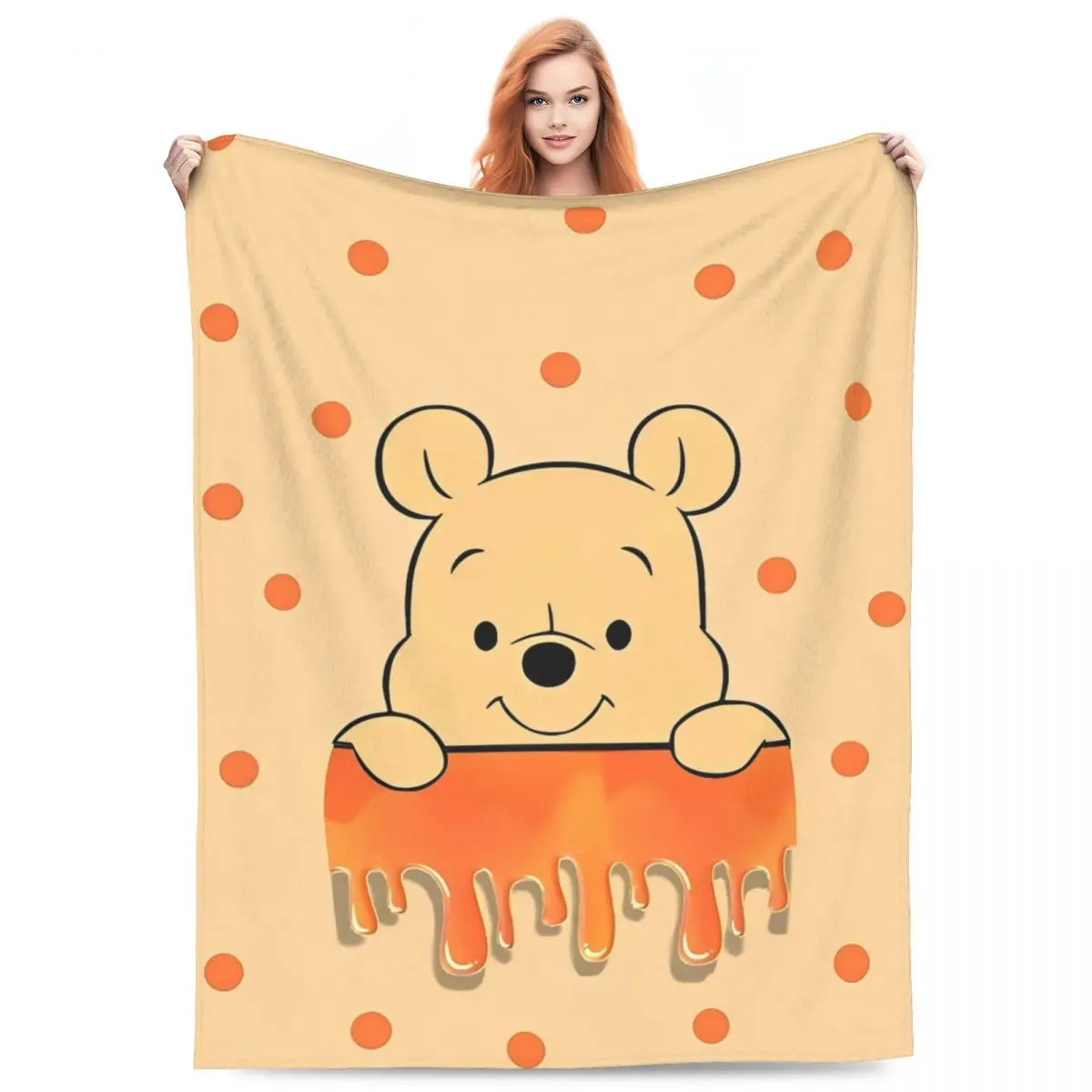 

Pooh Bear Miniso Blankets Picnic Flannel Throw Blanket For Living Room Office Warm Soft Design Quality Bedspread Gift Idea