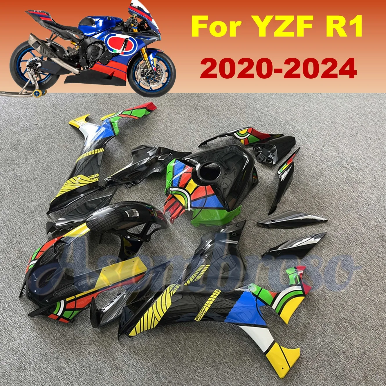 

Комплект обвесов из ABS-пластика для Yamaha YZF 1000 R1 2020-2025 YZF-R1, разноцветный, радужный, для замены колесных дисков
