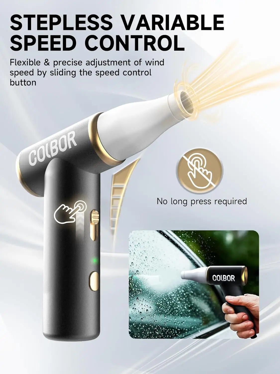 

Compressed Air Duster COLBOR Electric Mini Blower for PC Cleaning Kit 100000RPM Cordless with LED Light & Nozzle Rechargeable