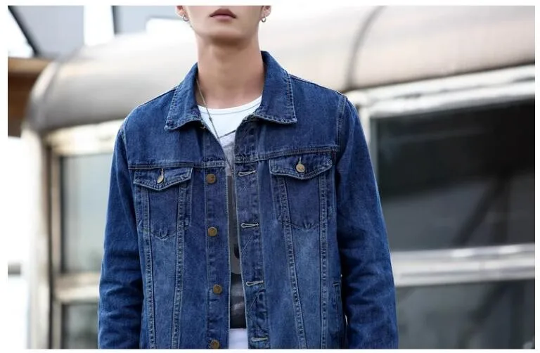 Summer New Men Pure Colour Denim Jacket Single-breasted Lapel Daily Casual Coats 71 Sc43780cfe8fc4895a0fb2e20064e2586V