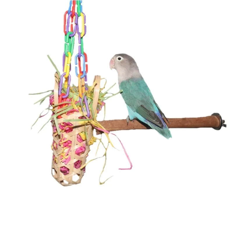 14PCS parrot nibbling toy, bird cage accessories, bird supplies, corn hanging parts, rattan balls, paper bird toys