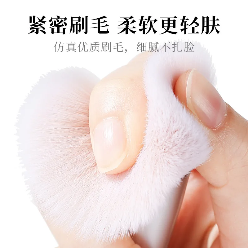 Dual-Headed Portable Makeup Brush Double-ended Flat/Angle Top Contour Brush for Beauty Blending Liquid Powder Concealer Cream