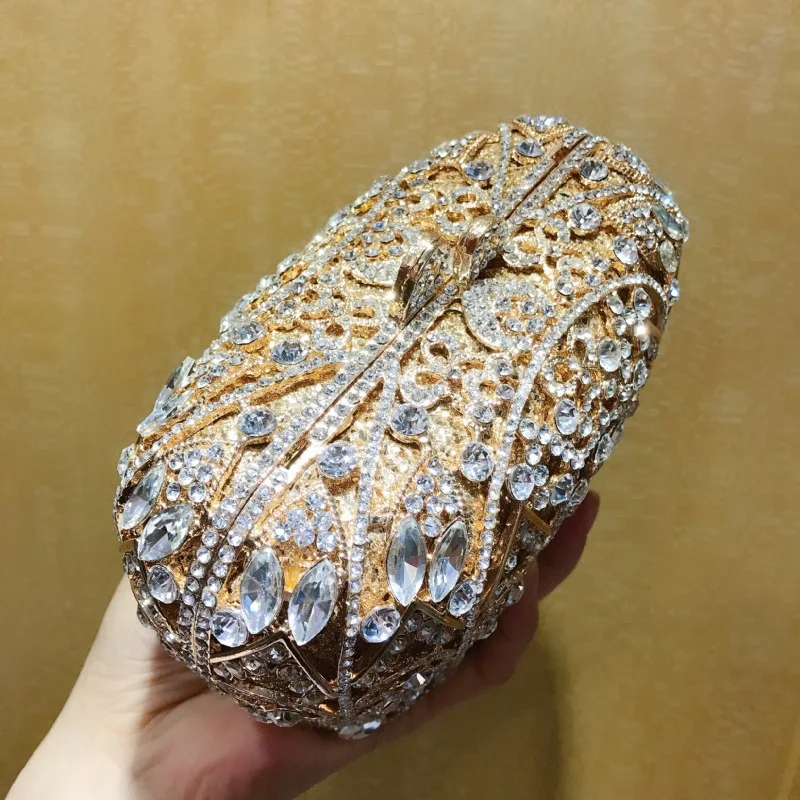Women Embellished Rhinestone Evening Bag Crown-Shaped Crystal Clutch Purse Luxury Elegant Banquet Dress Handbag for Women