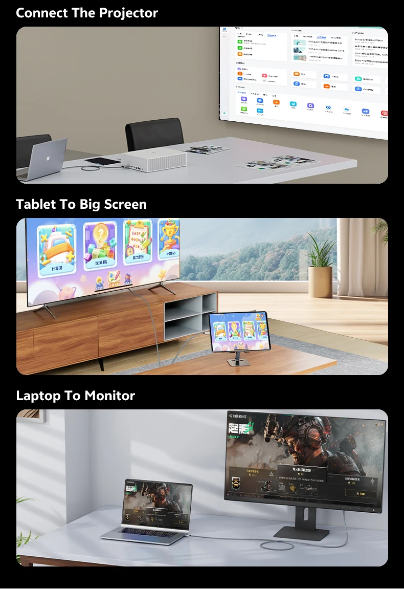 USB-C zu DisplayPort Kabel 8K60Hz, Thunderbolt 3/4 zu DisplayPort Kabel für MacBook Pro/Air, iPad Pro Typ-C zu DP Displaykabel – Detail 12