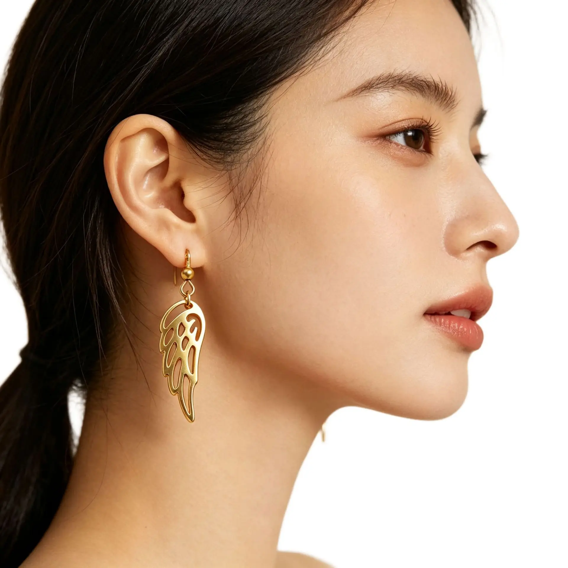Fnixtar 10 Pairs Stainless Steel Wings Pendant Earrings Fashionable Jewelry Accessory