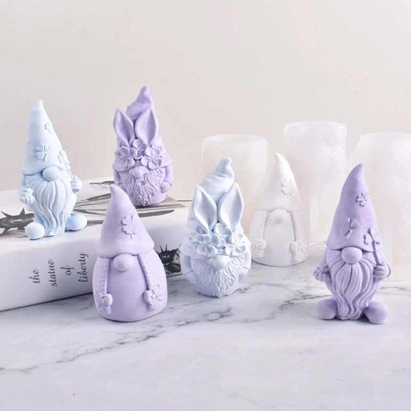 DIY Christmas Gnome Candle Crystal Epoxy Resin Mold Dwarf Chocolate Soap Plaster Ornaments Home Decoration Silicone Mould