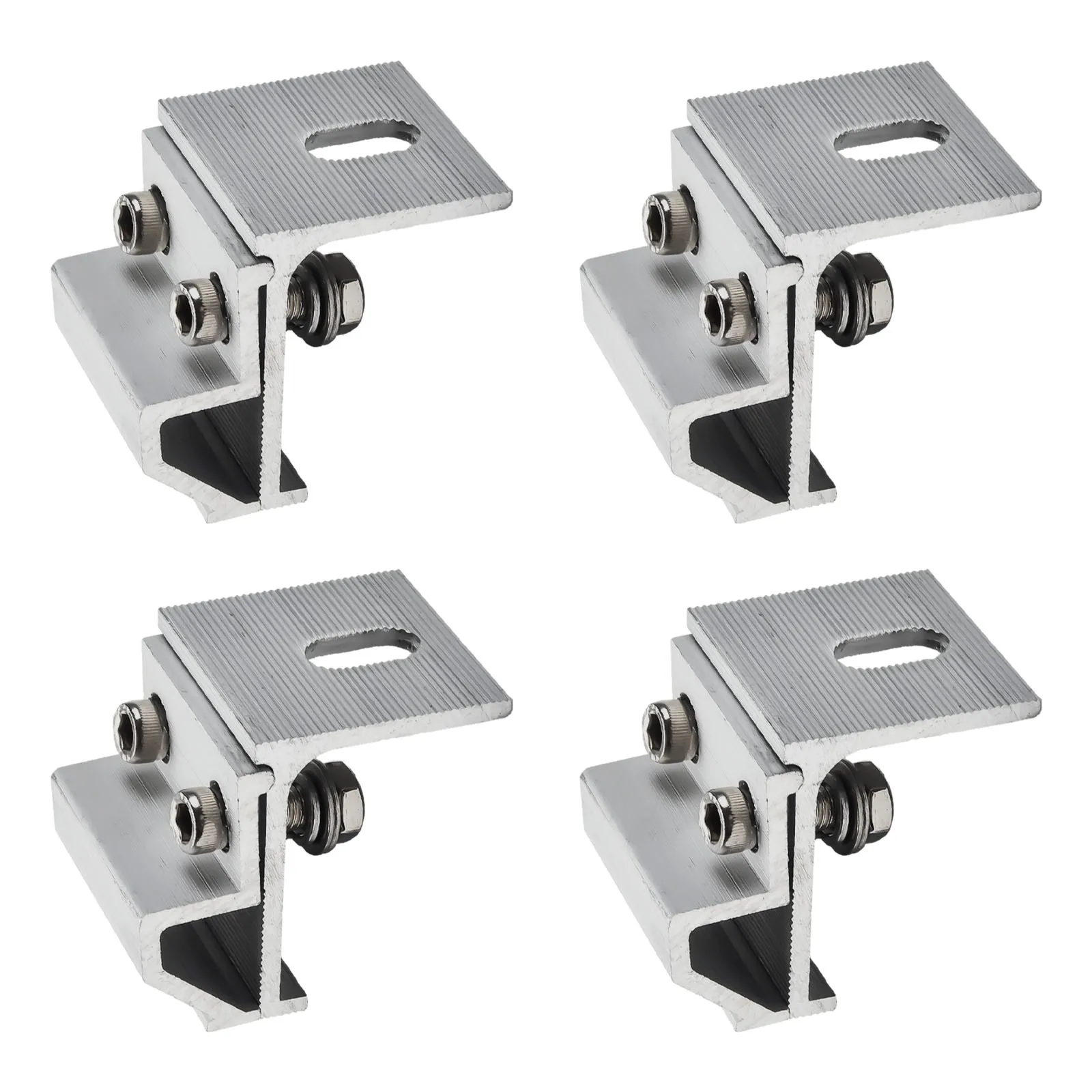 

4pcs Solar Panel Clamp Roof Mounting Bracket Fixing Clips Photovoltaic System Installation Accessories With Nuts Bolt