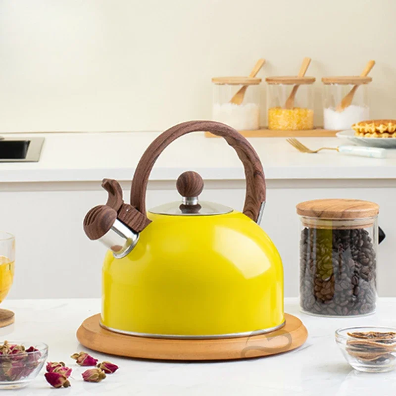 

Yellow Stainless Steel 2.5L Whistle Whistle Pot Chiming Kettle Tea Kettle Domestic Water Kettle Enamel Pot Birthday Gifts