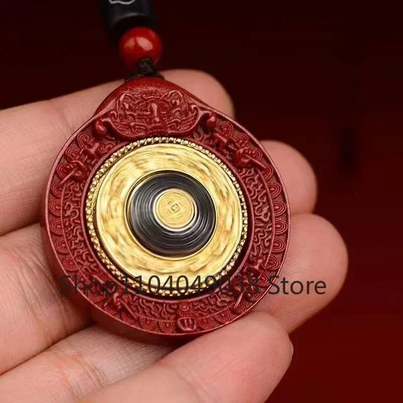 Natural Mineral Vermilion Sand Nine Eight Trigrams Pendant Necklace Jewelry Chinese Healing Women Men Lucky Gift Sweater Chain