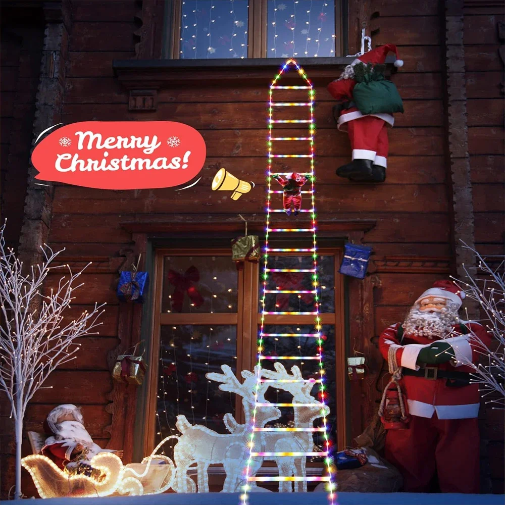 1.7M/3M Santa Claus Climbing Ladder Warm Light Christmas Decoration for Home Outdoor Garden Cristmas Tree Ornement New Year Gift