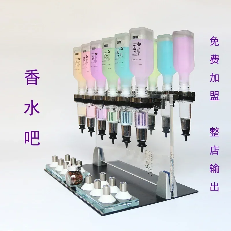 high-end bulk perfume bar whole store display shelf Bulk perfume mini counter 12 pump head dispenser floor stan