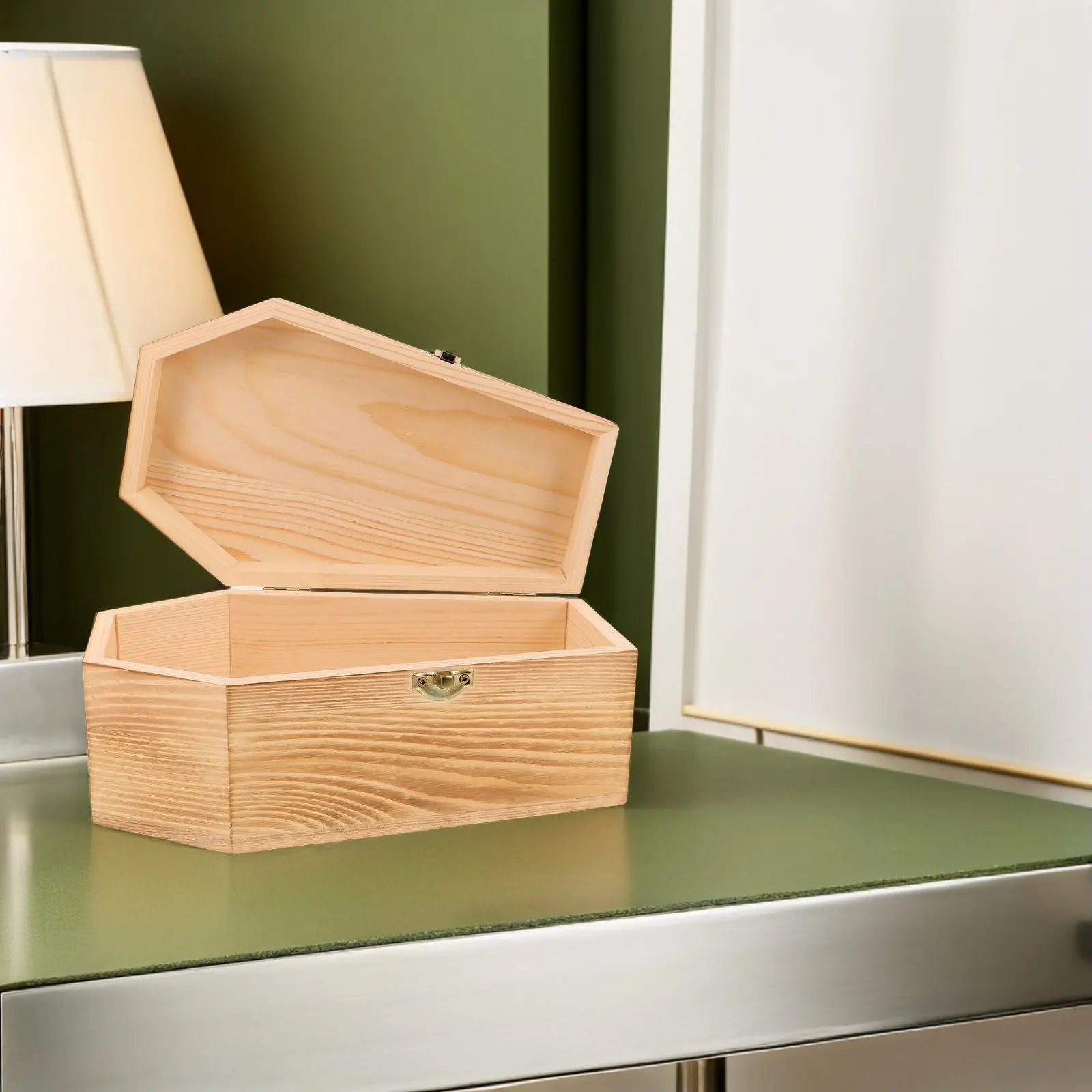 Wood Coffin Keepsake Box Halloween Jewelry Ashes Memorial Storage Decor 9.82x5.89x4.13in Wood Keepsake Box
