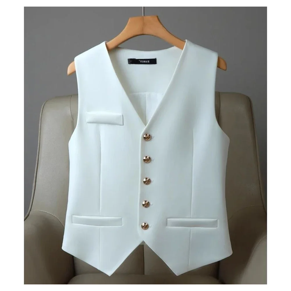 British style suit vest women's spring/summer 2024 new Korean version loose sleeveless camisole horse  chalecos