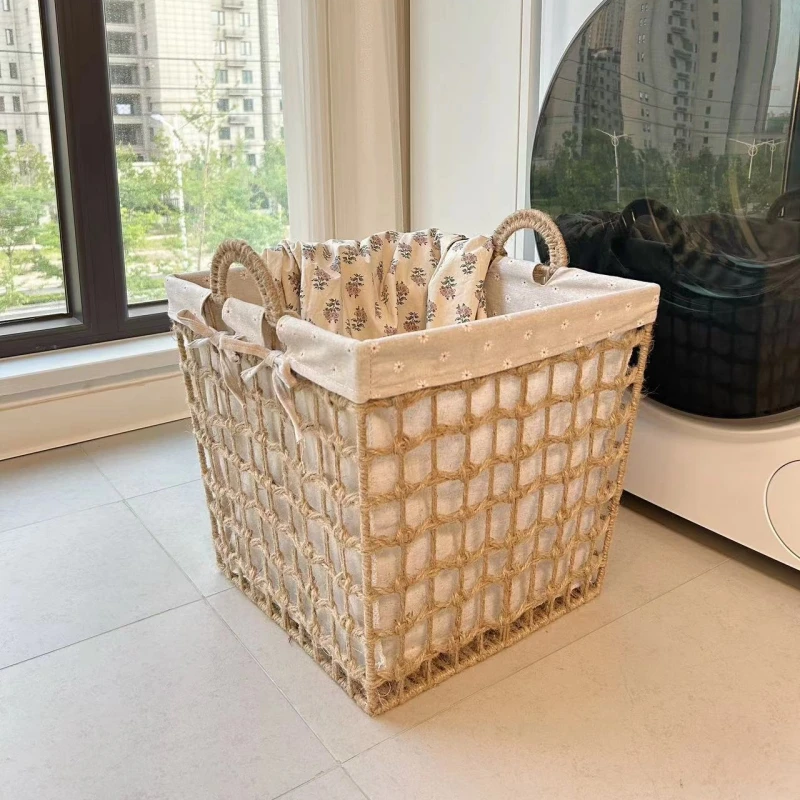 

Natural Jute Laundry Basket Set - Eco-Friendly Washable Storage Trio for Bedroom/Bathroom w/Detachable Liner & Carry Handles