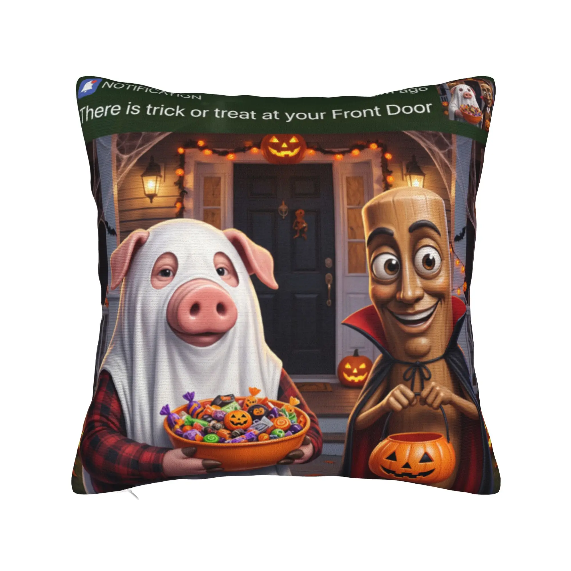 Motion At Your Door Tung Sahur Brainrot Halloween Pillow Cover  Morden Pillow Case For Sofa Home Decor Comfy Pillowcases Gift