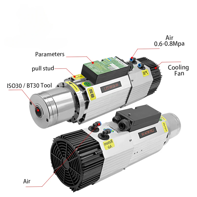 9kw Iso30 bt30 nbt30 atc 24000rpm Spindle Motor Machine Tool For Cnc Wood Carving Automatic Change Air Cooling Spindle