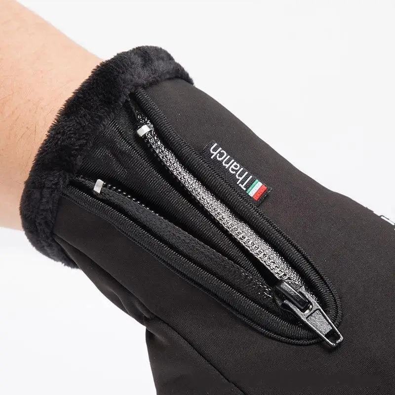 Motorradhandschuhe Winter Thermofleece Gefüttert Kälteschutz Vollfinger Touchscreen Ski Wasserdicht Reit-Zubehör – Detail 3
