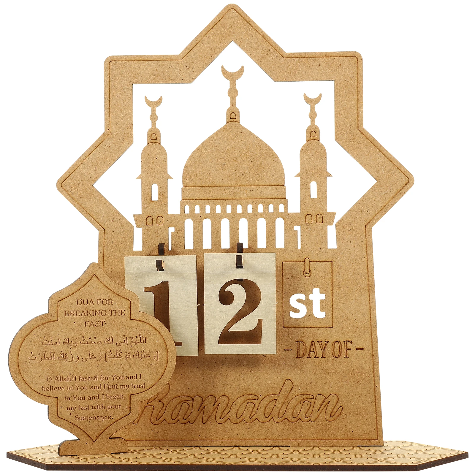 

2024 Wooden Ramadan Mubarak Advent Eid Countdown Desktop Decorative Calendar Office Home Festival Gift Wood Calendar Decoration