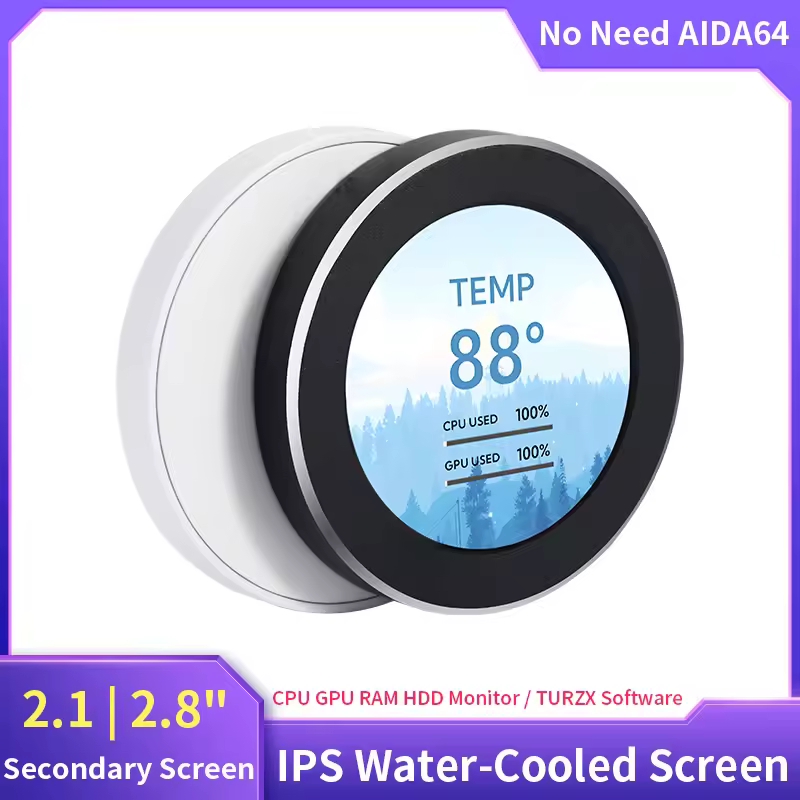 2.1 Polegada tela secundária ips tela redonda refrigerada a água 480x480 cpu gpu ram hdd monitoramento com software turzx para computador pc