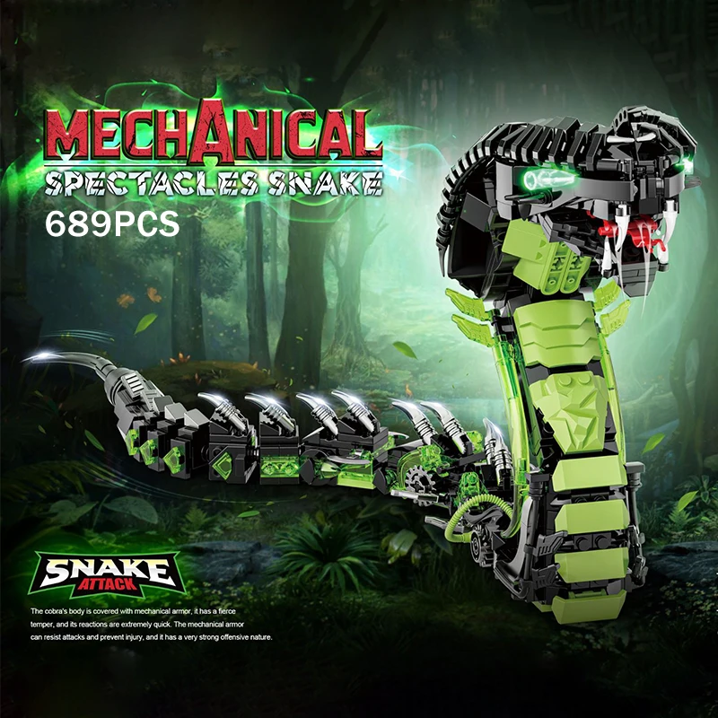 

Креативные 689 шт., механическая кобра, змея, аниме, модель, строительные блоки, сделай сам, сборка, строительные кирпичи, игрушки, домашний декор, подарок для детей
