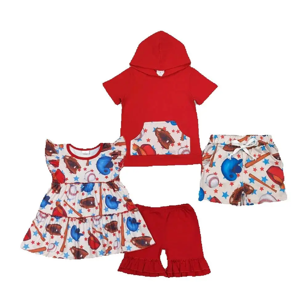 

Baby Girls Baseball Boys Hooded Sibling Outfits Clothes Sets