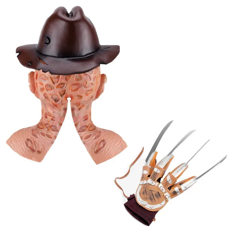 ดีดี 12 เฟรดดี้คอสเพลย์ผู้ใหญ่เสื้อกันหนาวสีแดงลายถักท็อปโค้ตหมวกหน้ากากเฟรดดี้ฮาโลวีนปาร์ตี้คาร์นิวัลเครื่องแต่งกายสำหรับชาย