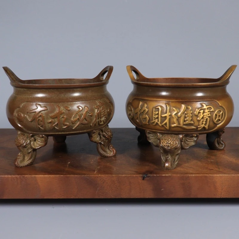 Pure copper household , indoor three-legged with handle, burner ornament, incense accessori