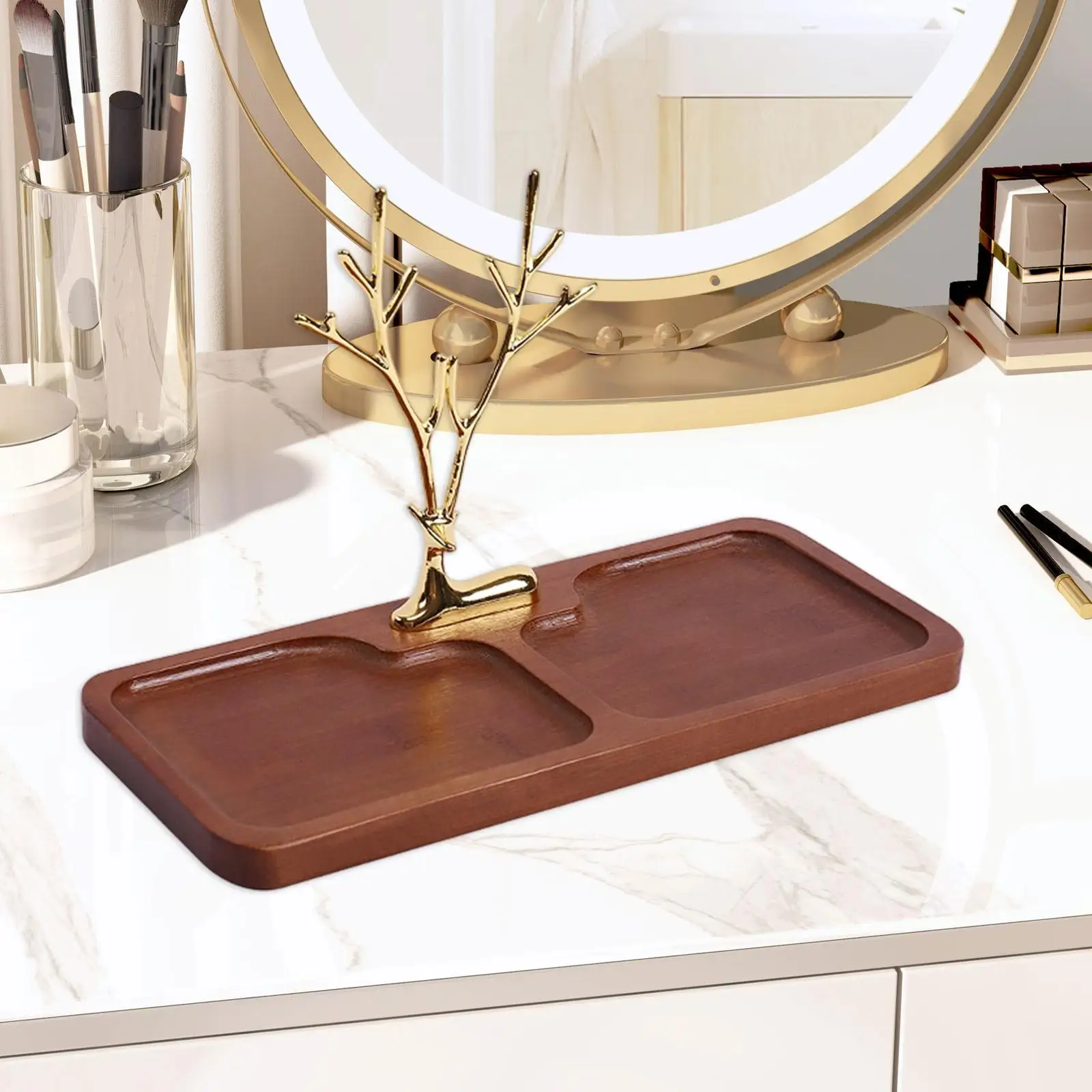 

Поднос для прихожей, органайзер для лотка для лотка Bmaboo, компактный кольцевой держатель, подставка для ключей, боковой столик, часы, ключи, комод, тумбочка