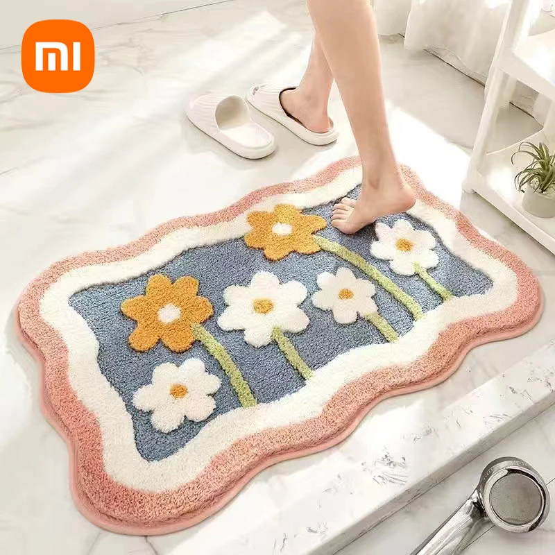 Xiaomi Luxury Floral Bathroom Floor Mat Super Absorbent Quick Drying Non-slip Soft and Durable Suitable for Bathroom Bedroom