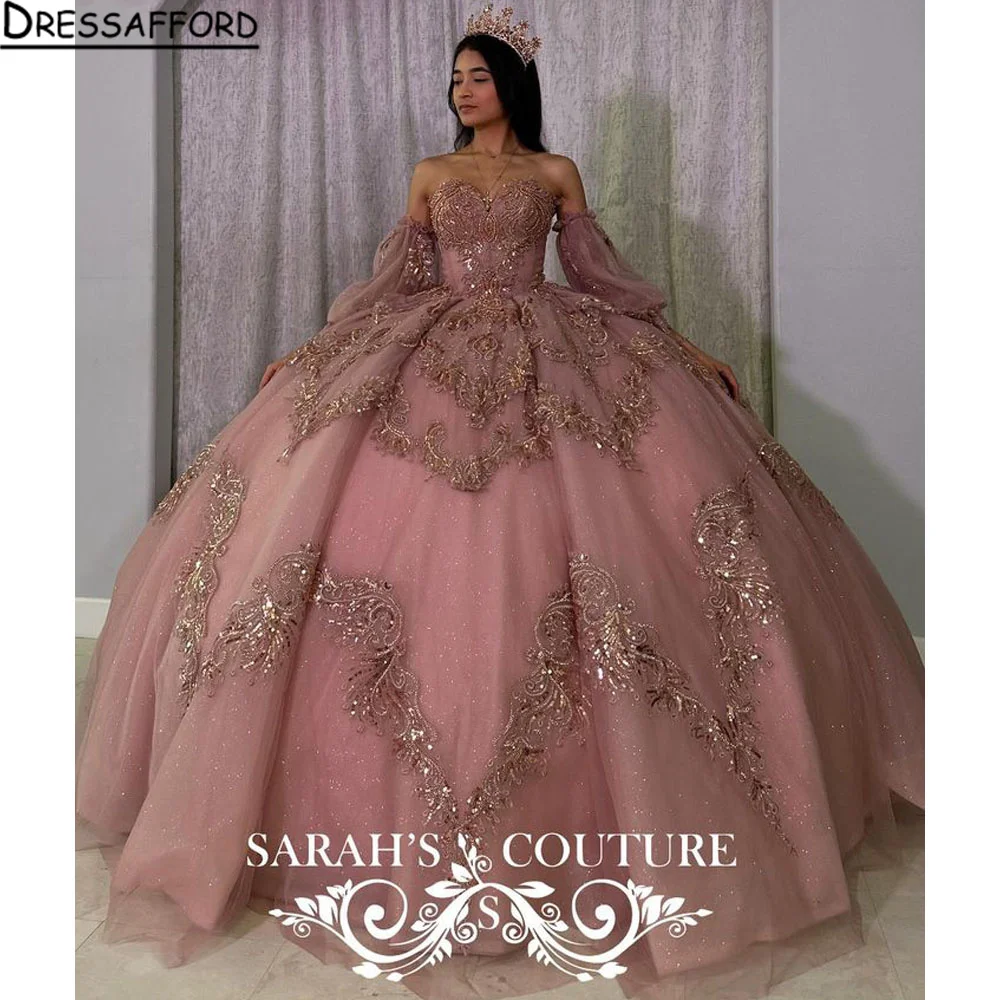 

Розовое платье Quinceanera 2024, бальное платье принцессы, милое платье для детей 15–16 лет с аппликациями, 3D цветочный бант, Vestidos De 15 Anos