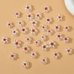 10pcs Flower Lampwork Beads For Jewelry Making 11-13mm Loose Spacer White Red Murano Glass Bead DIY Bracelet Necklace Earring