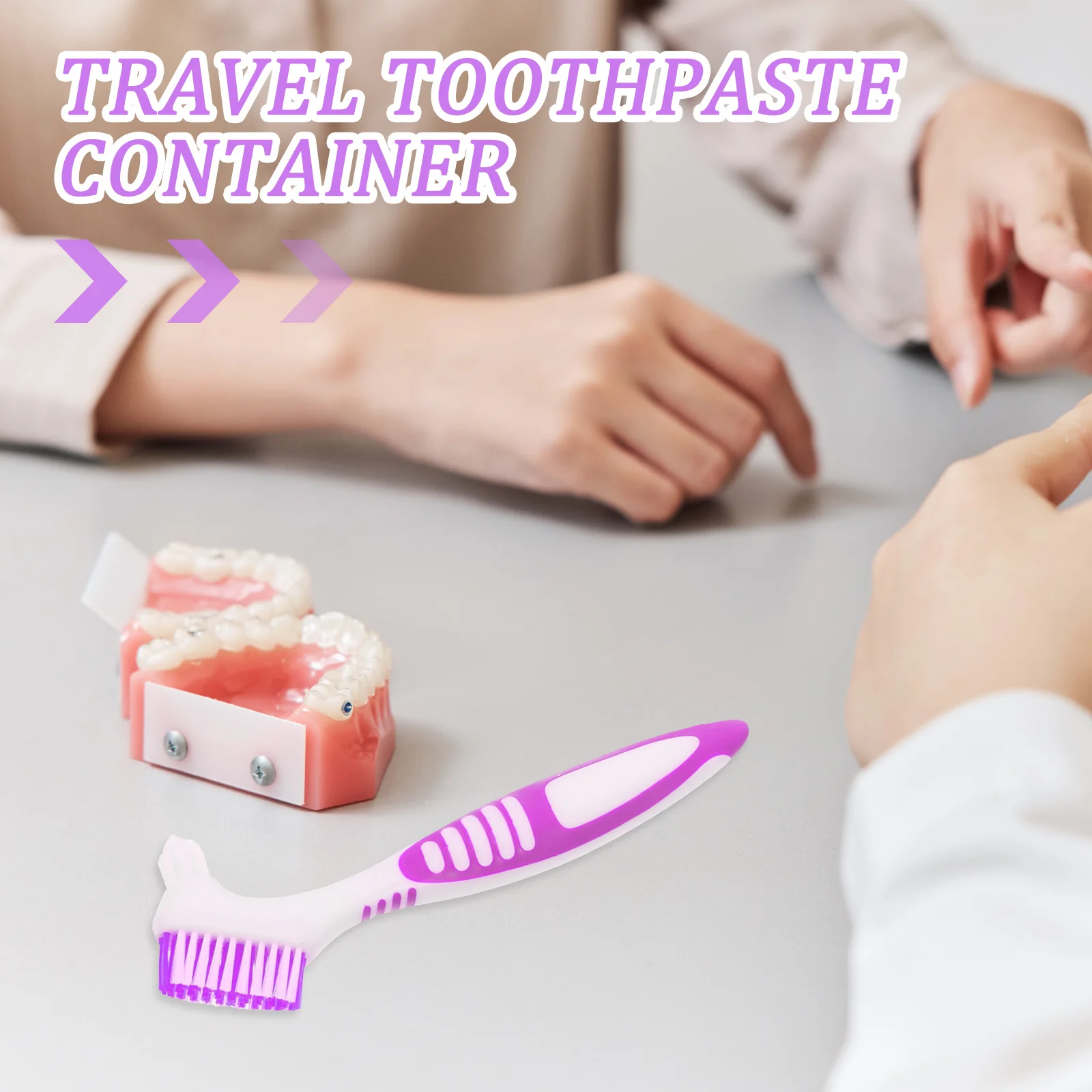 فرشاة تنظيف أسنان محمولة مع حقيبة سفر، شعيرات مزدوجة الجوانب، حامل العناية بالفم، مجموعة فرشاة أسنان مزيفة، فرشاة أسنان