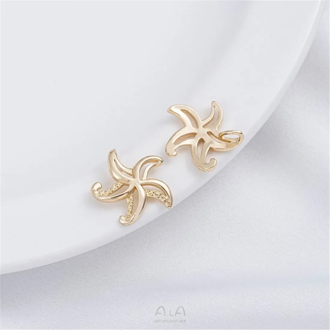 14K الذهب ملفوفة الحياة البحرية دولفين نجم البحر قلادة DIY بها بنفسك اليدوية اللؤلؤ سوار قلادة دلاية مجوهرات D029