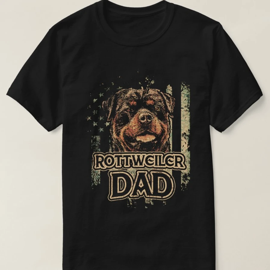 Rottweiler Dad Patriotic American Flag Dog Lovers Gift Mens T-Shirt. Summer Cotton Short Sleeve O-Neck Unisex T Shirt New S-3XL