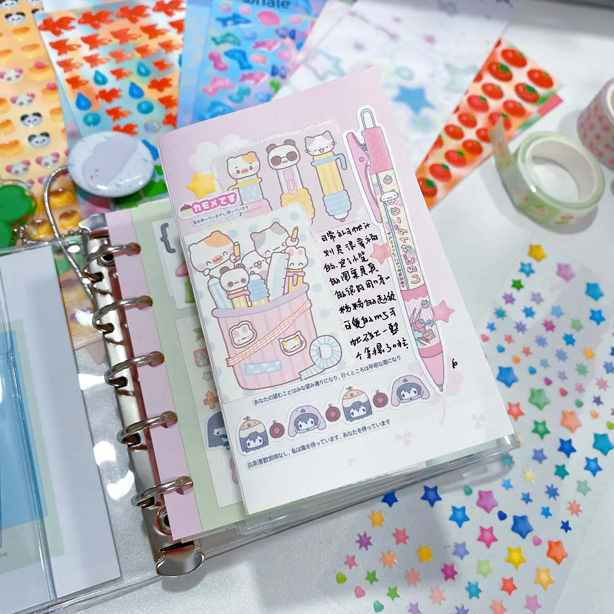 Cute Tomato Stickers Four-leaf Clover Deco Stickers for Scrapbooking Pudding Panda Diy Phone Laptop Decal Sticker