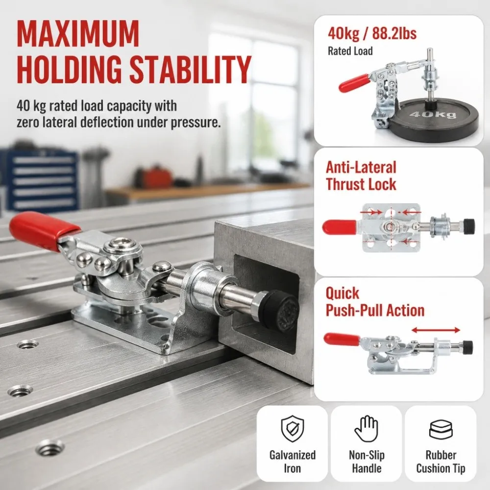 2pcs 40kg Holding Capacity Push Pull Toggle Clamp Quick Release High Efficiency Quick Release Toggle Clamp Push Pull Lever Clamp