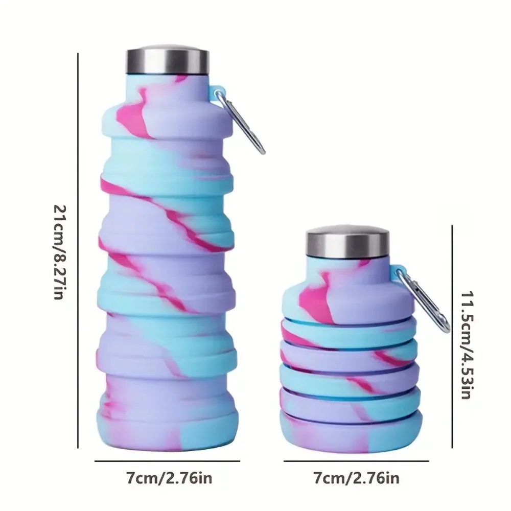 500ml Foldable Silicone Water Bottle Leakproof Collapsible Drinking Portable Lightweight Travel Camping Sports Drink Container view 2