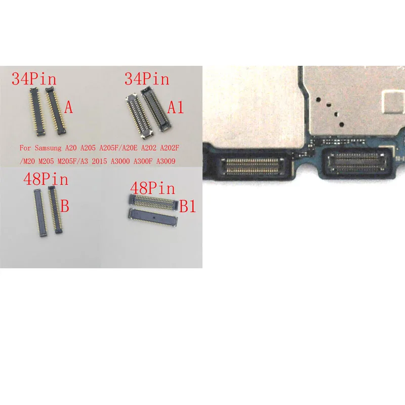 1-20Pcs Lcd Display Screen Usb Charging Charger Flex FPC Connector Plug For Samsung Galaxy M20 M205 A20E A202 A20 A205 34 48 Pin