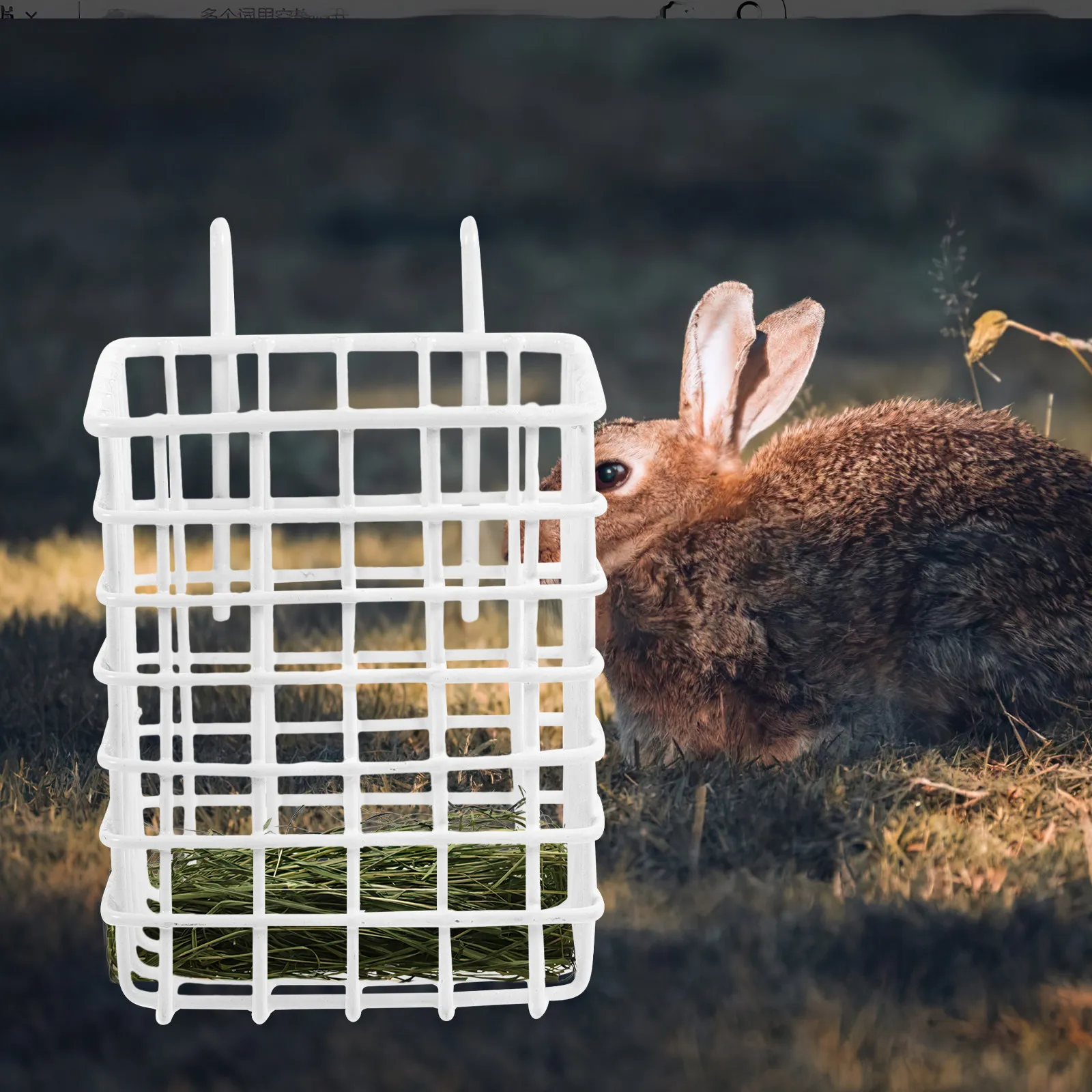 Household Rabbit Hay Feeder Iron Cage Hanging Rack Improved Design for Small Animals Bunny Guinea Pig Chinchilla Food Supplement