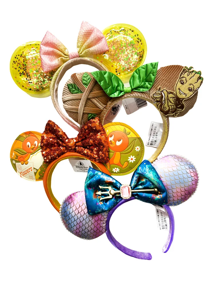 Disney Mickey Minnie Mouse Ears Headband Mermaid Dryads Bows EARS COSTUME Headband Cosplay Plush Adult/Kids Headband Gift