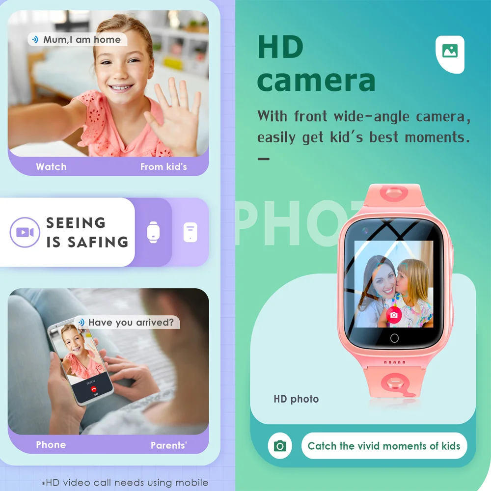 4G 스마트워치 키즈 GPS 트래커 위치 추적 비디오 통화 음성 채팅 SOS 알람 스마트워치 카메라 남아 여아 안전 최고의 선물